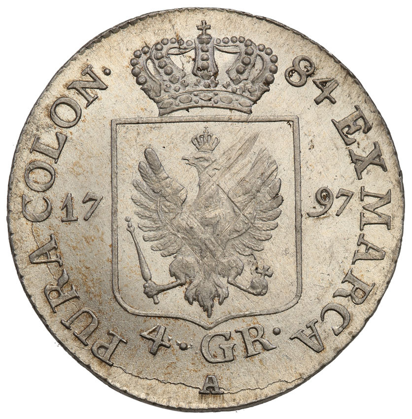 Niemcy, Prusy. Fryderyk Wilhelm II (1786-1797), 4 grosze 1797/E, Królewiec